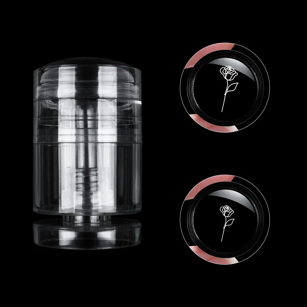 Nail Art Jelly Stamper Rotatable Change Size Pattern Round Nail Stamper Silicone Nails Stamper Kit With Scraper