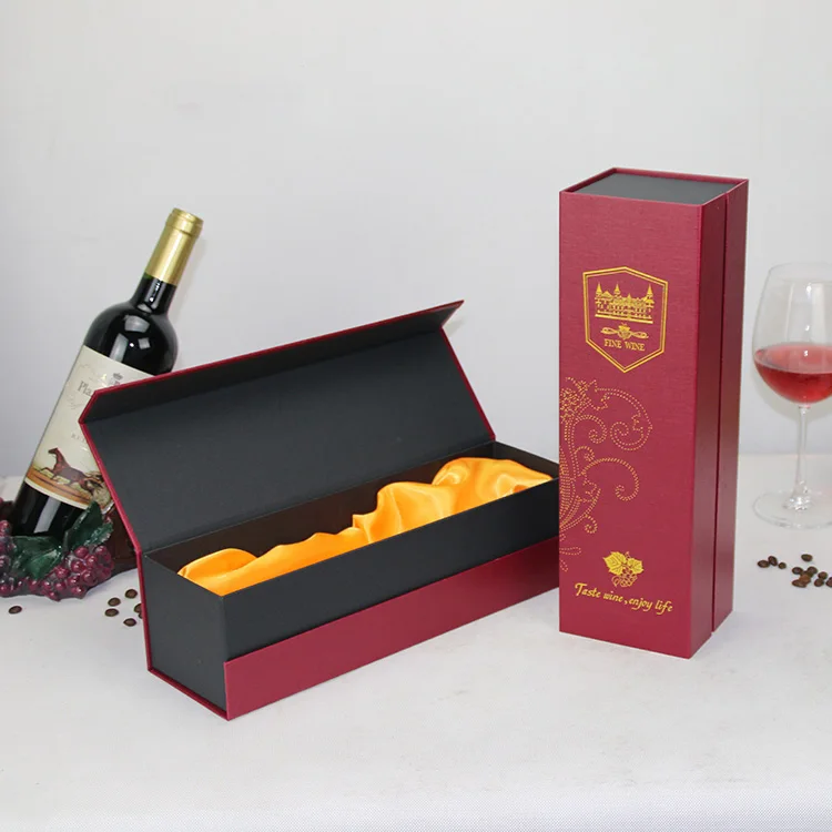 Custom Logo Rigid Cardboard Magnetic Champagne Bottle Paper Wine Whisky Gift Packaging Box
