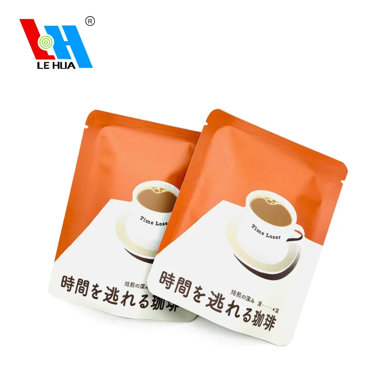 Customized Printed Disposable Small Single Serve Empty Drip Coffee Bags Packaging Three Side Seal Pouch