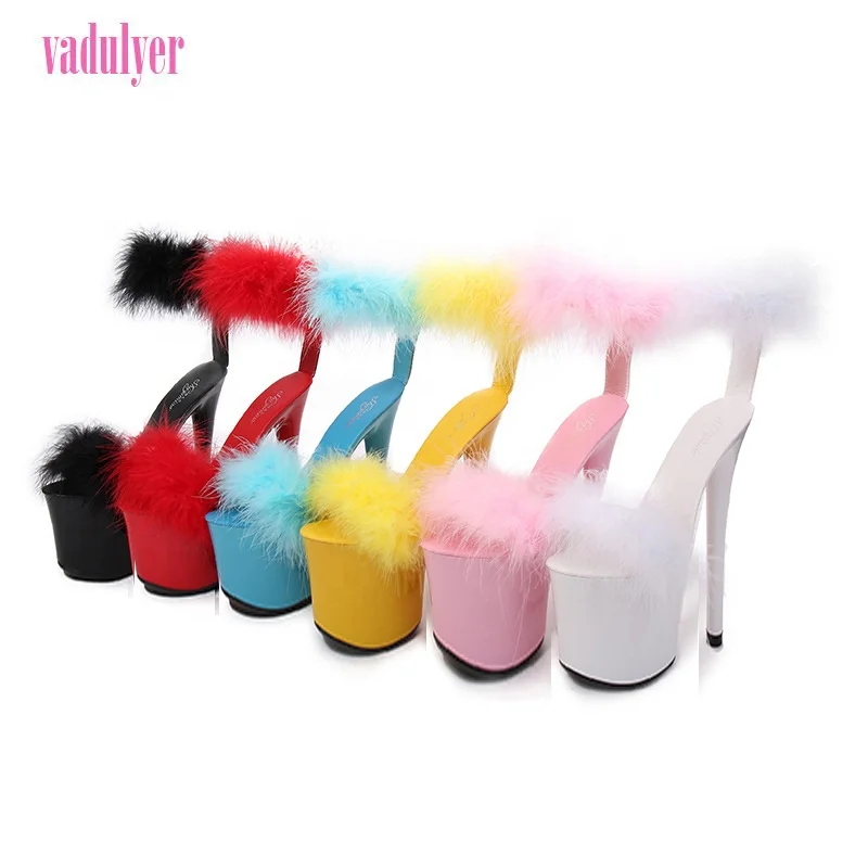 Vadulyer Wholesale Hot Selling 7.87 Inch Multicolor Exotic Stripper Furry Dance Shoes