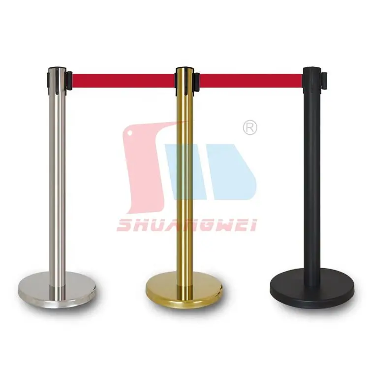 Belt Stanchion Queue Barriers Security Pole Posts Crowd Control Stanchion with 2M Retractable Belt Stanchion Set