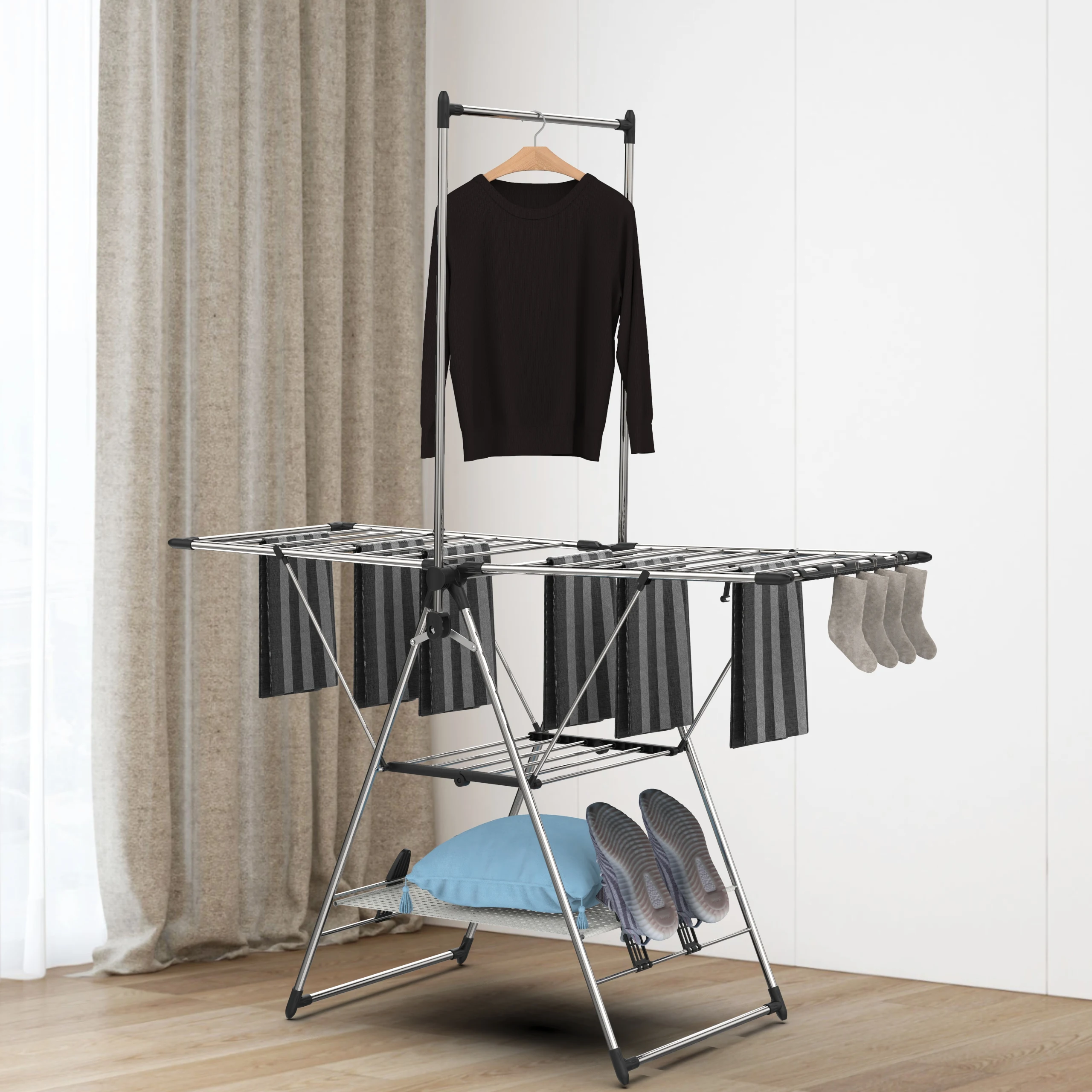 Wireking 14m drying space cloth stands lager laundry drying rack folding sche linge pour bb clothes drying racks