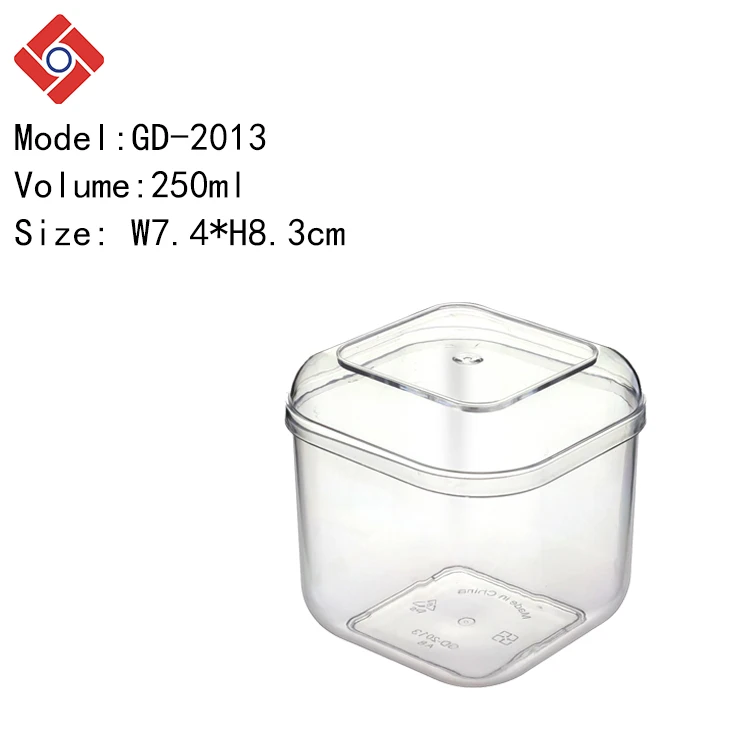 New Customizable printing hard plastic ps square for jelly mousse ice cream dessert cups with lid