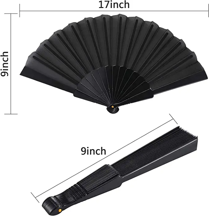 Multi Color Hand Fan Plastic Vintage Nylon Fabric Wholesale Plain Hand Folding Fan Chinese Dance Party fan Green