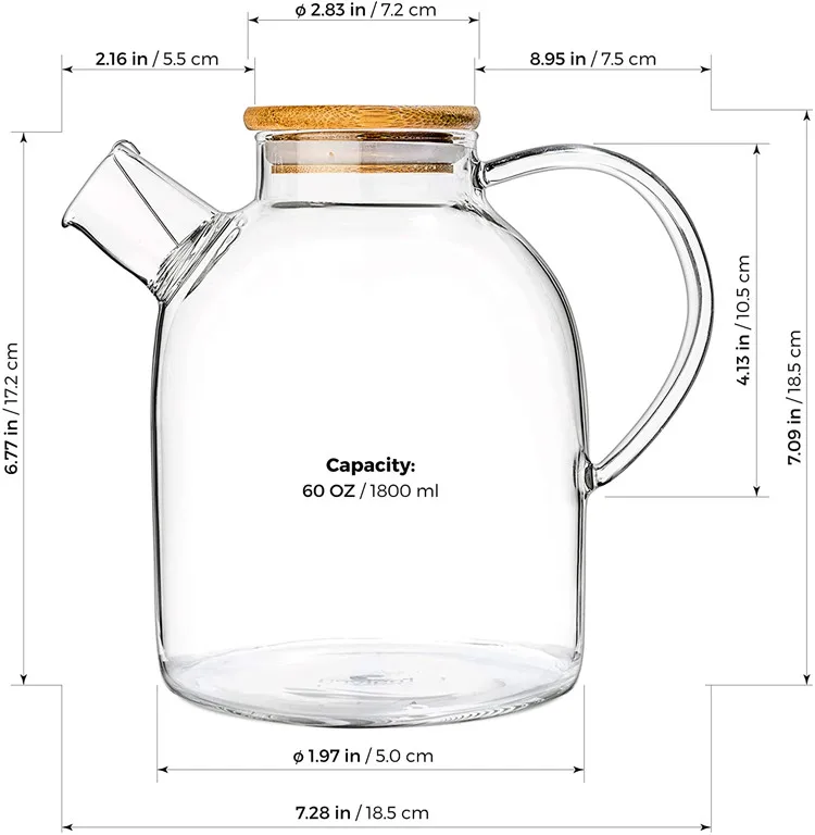 Wholesale borosilicate heat-resistant glass teapot with cork cover