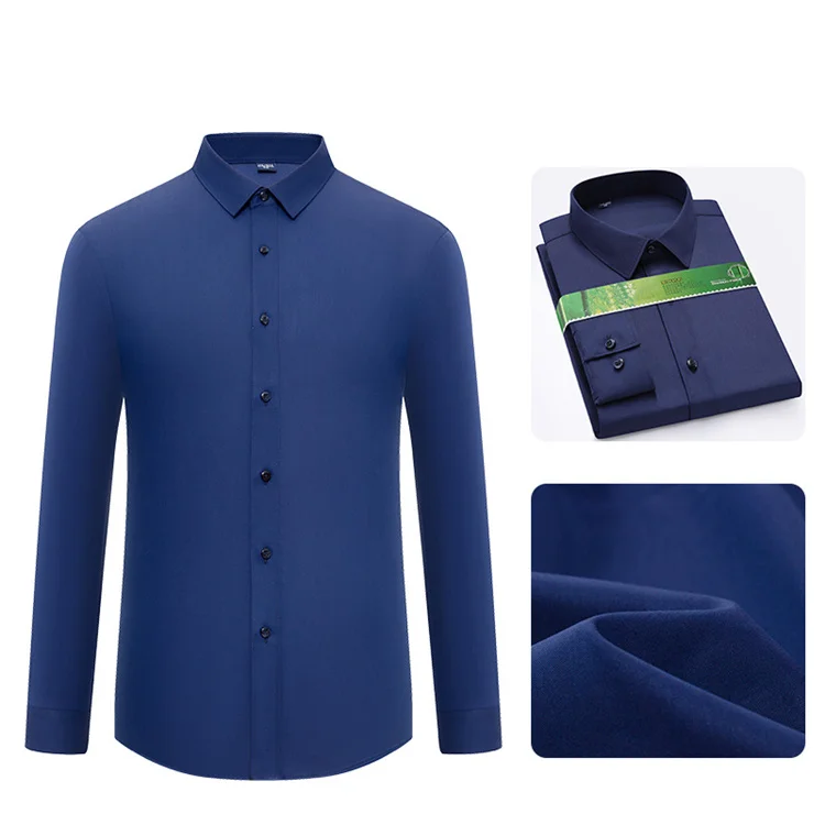 Wholesale Bamboo long sleeved shirts  Casual cool cheap Bamboo textile shirt  Customized stretch logo printed shirt