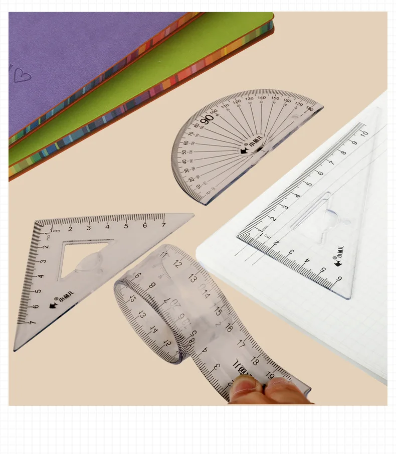 
Straightedge Angle Ruler Protractor Soft Ruler Set Student Drawing Tool 