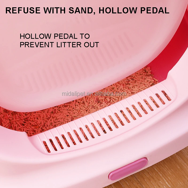 Litter Box Spill Proof Entrance PP Large Cat Toilet Cat Ear Flap Fully Enclosed Pet Toilet