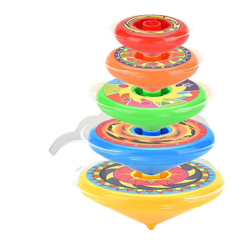 multiful person playing interactive toys 5 in 1  opp bag package ABS gyro wheel toy Spinning Top Stack Up Sets Stacking Toy