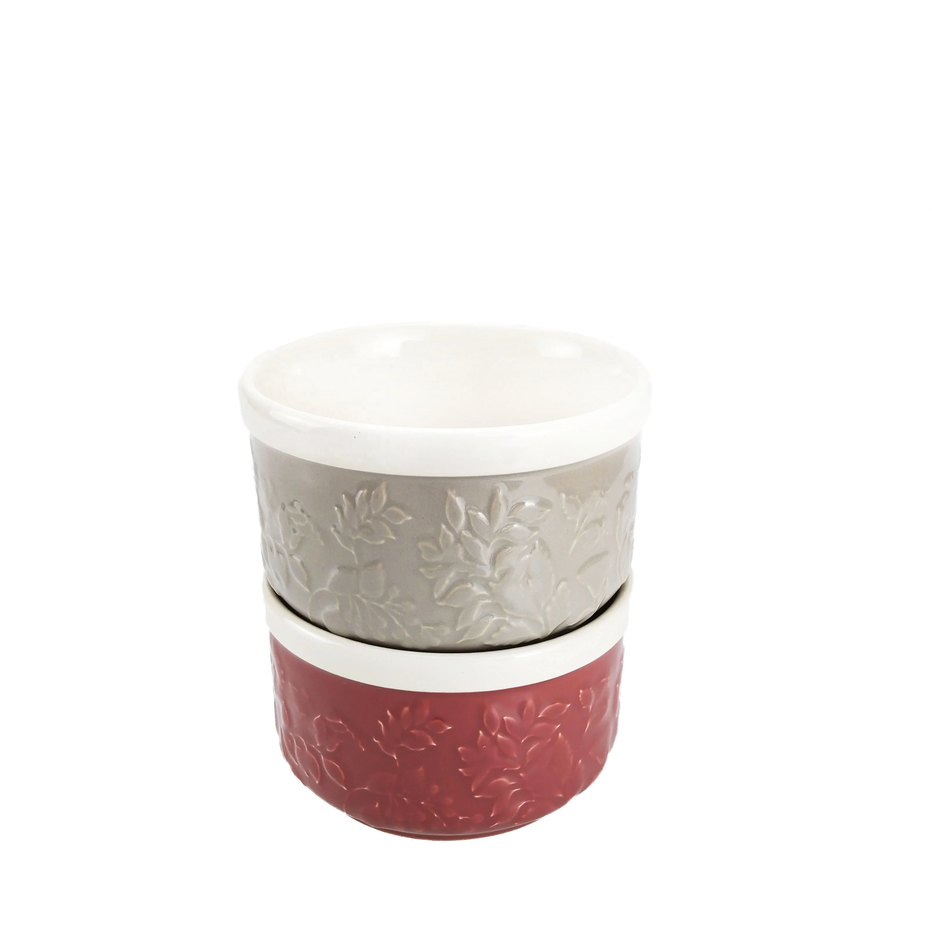 Stackable Custard Lava Cake Creme Brulee Set Ceramic Ramekins for Baking