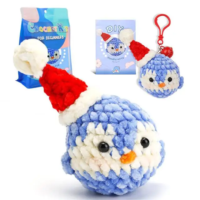 new products 2024 Hot Selling Knitting & Sewing Cute Animal Diy Key-chain Beginners Crochet Kit Hooks Yarn Set