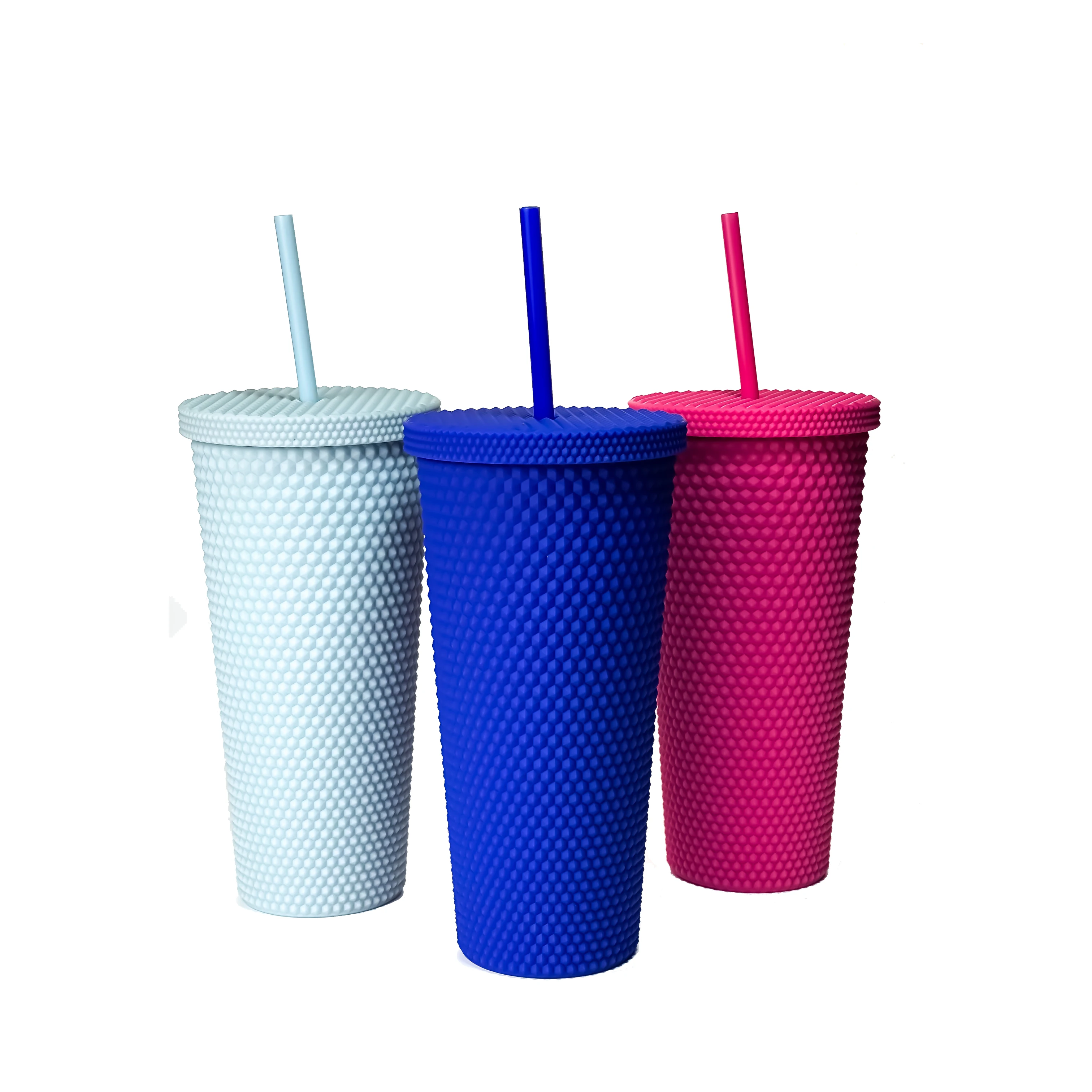 24oz/710ML Acrylic Studded Tumbler Cup Matte diamond Cups With Straw and Lid food grade Pineapple straw cup
