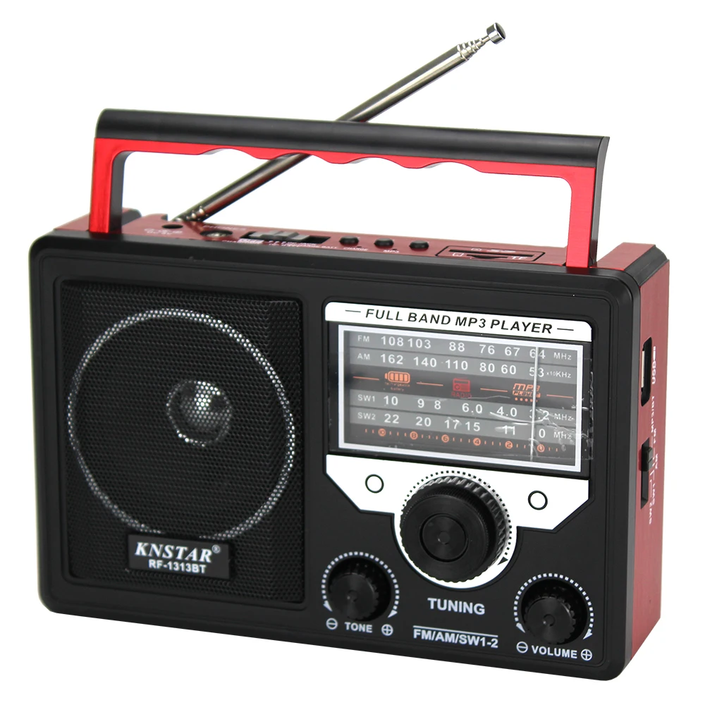 RF-1313BT Перезаряжаемый USB портативное радио винтажном стиле fm am sw полный диапазон с Источник питания переменного/постоянного