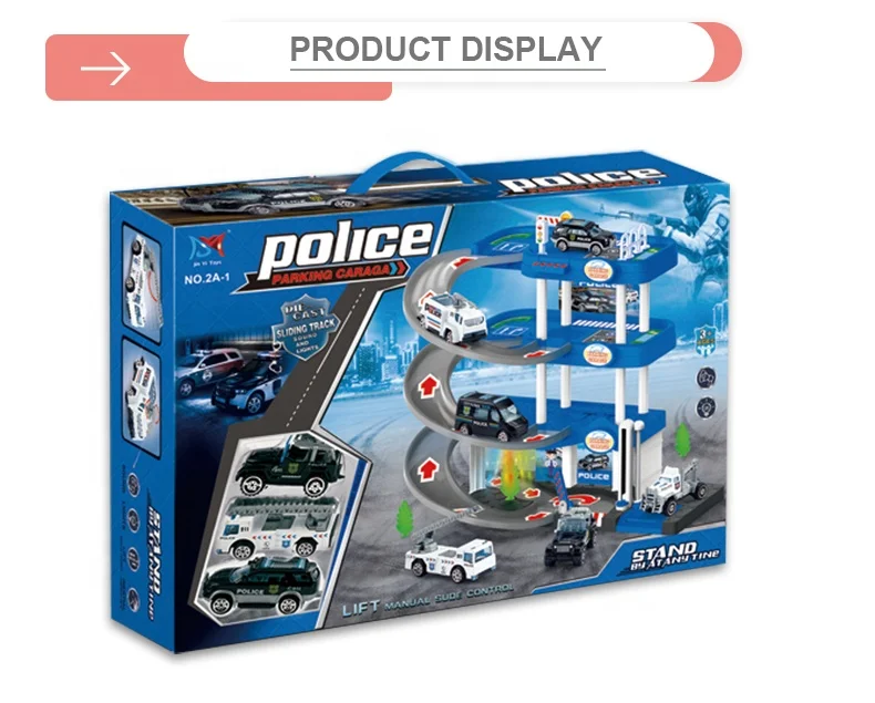 Police fourth floor lot set toy car garage parking for kids