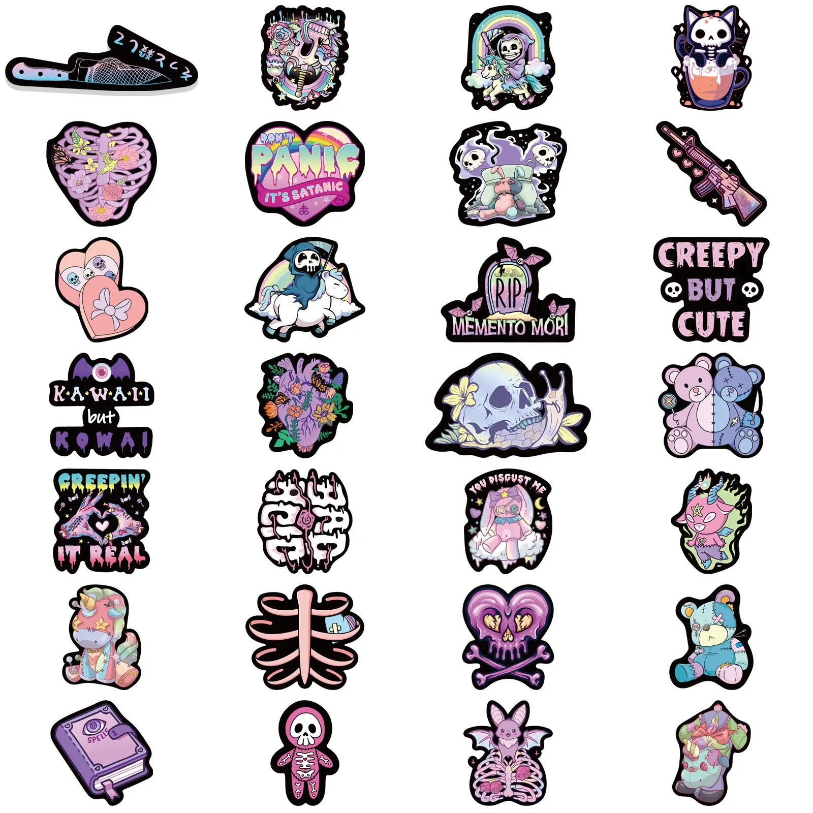 56 pieces of dark purple Gothic graffiti stickers decoration luggage DIY waterproof stickers