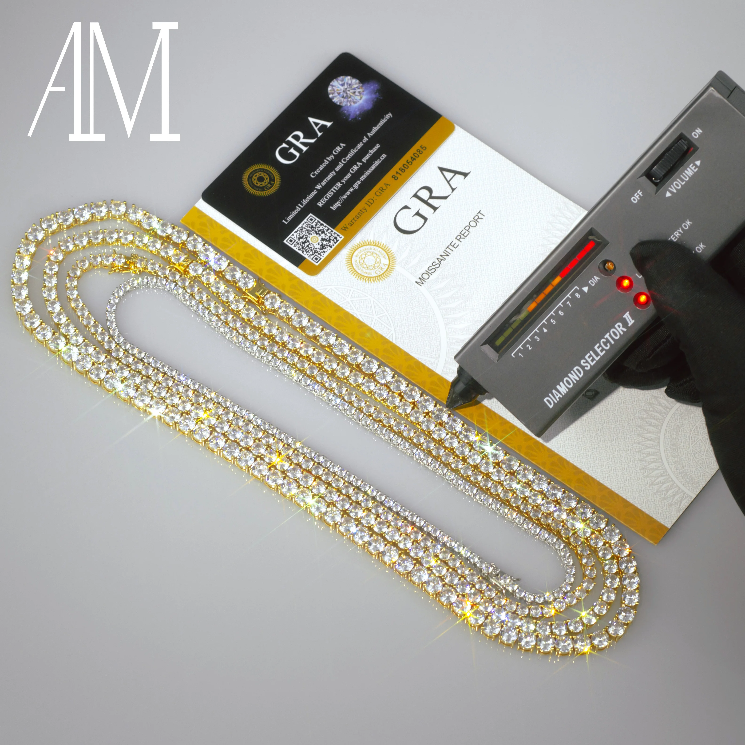 In Stock With Certificate Iced out Jewelry 925 Silver 3mm 4mm 5mm VVS Diamond Moissanite Tennis Chain Necklace Bracelet