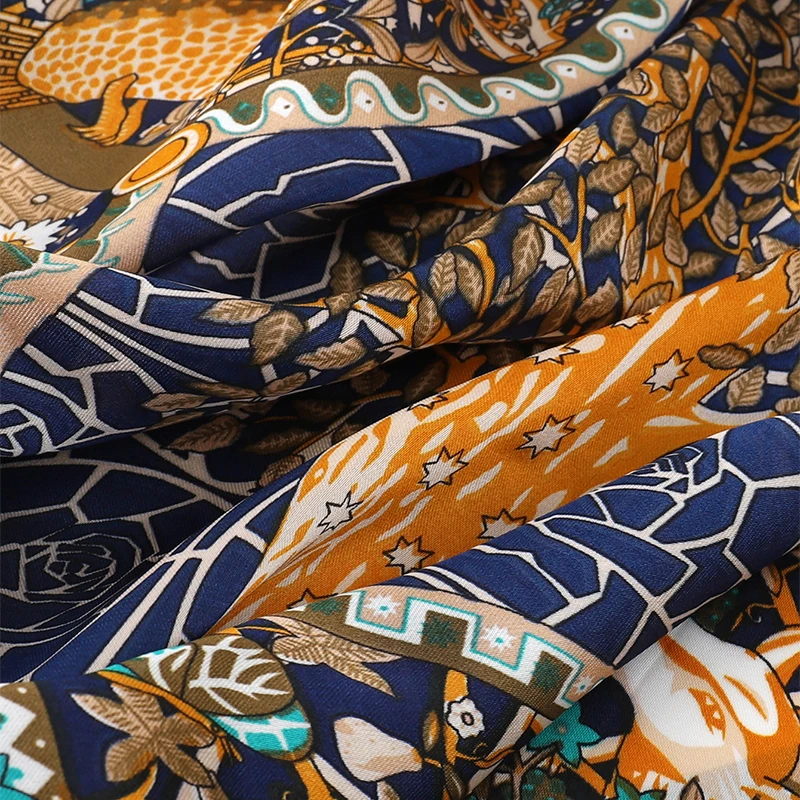 Soft Packing neckerchief new silk satin scarves  ladies green mongolia 70*70cm neckerchief Geometric green