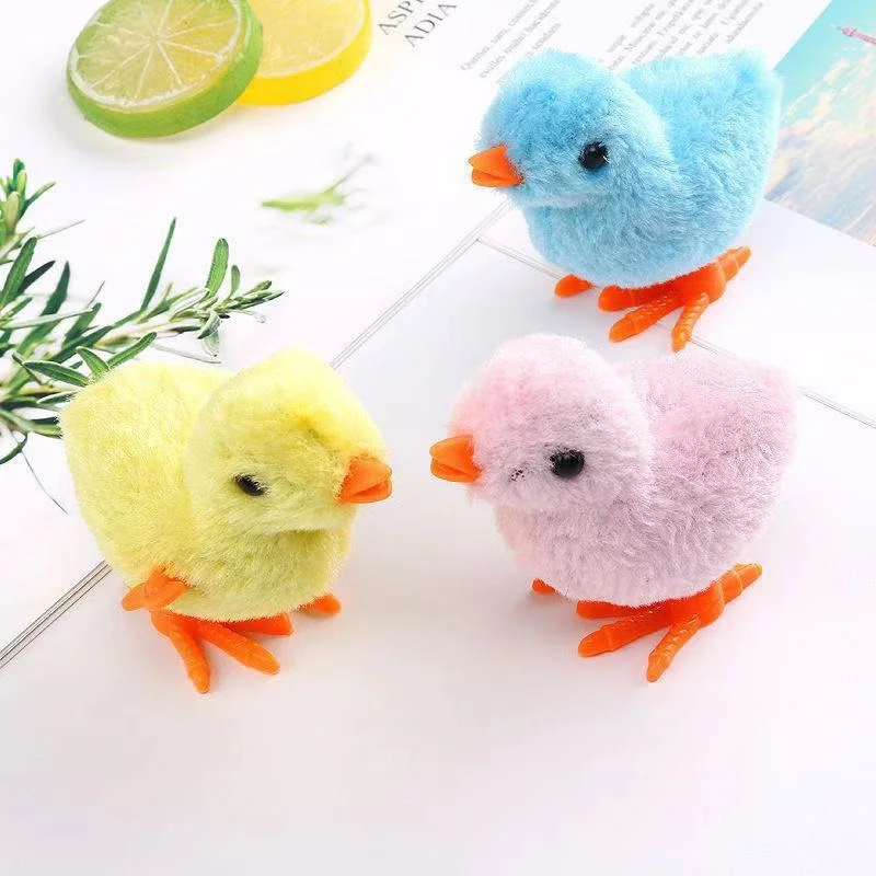 Hot Sale Cartoon Jumping Plush Simulation Jumping Chick Clockwork Toy