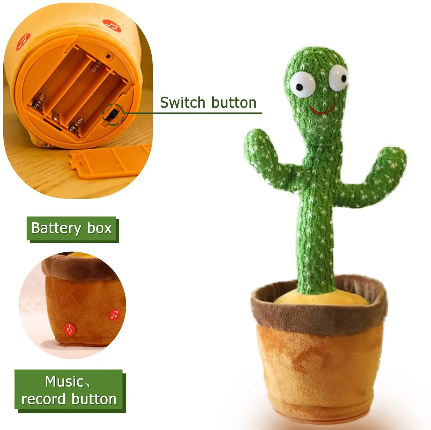  2021 new kid electronic singing neon led holiday romantic light stuffed baby moving talking dancing el cactus shape bailarin
