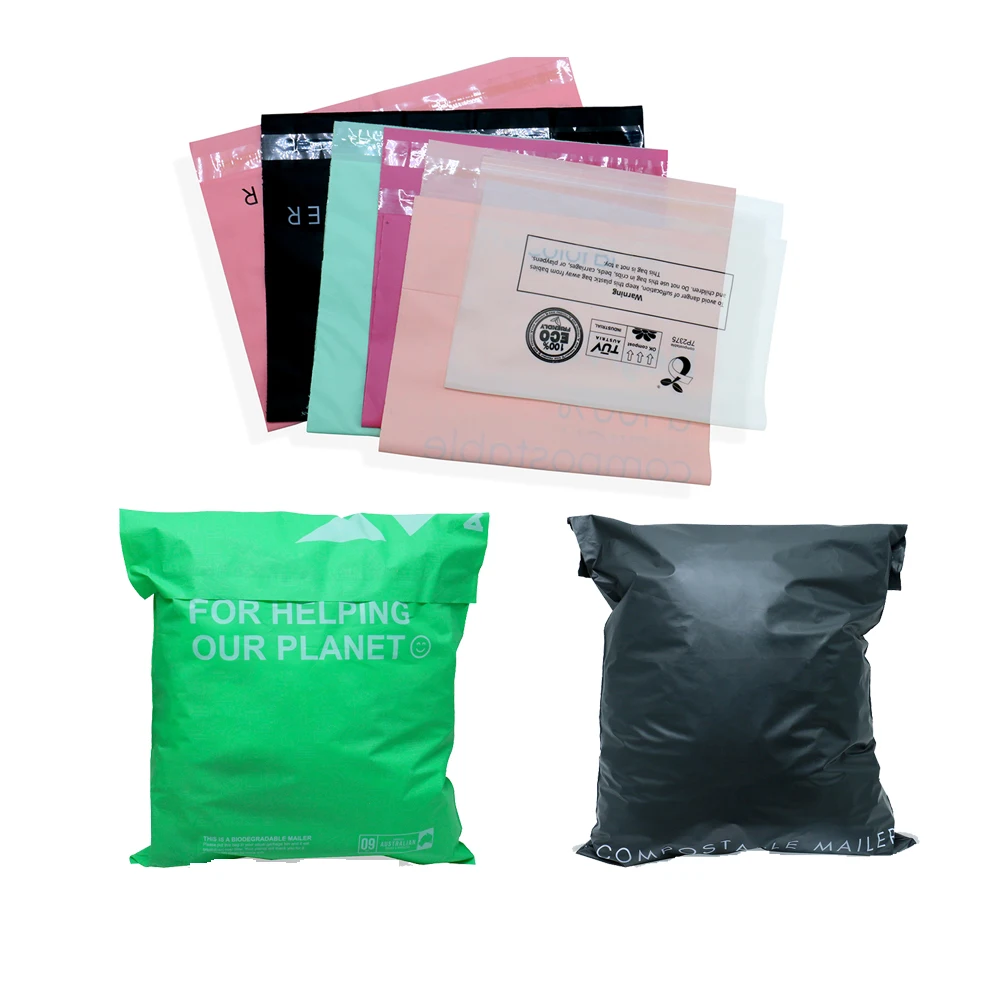 custom logo printed express recycled black courier bags clothes shipping package envelope poly mailer mailing polymailer bag