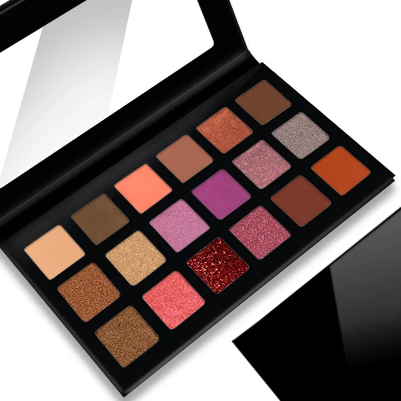 Wholesale Custom 18-color Eye Shadow No Logo Waterproof Easy to Make Up Earth Color Black Eyeshadow Palette
