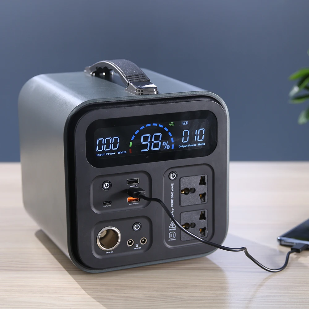 Solar Generator 500W Portable Power Station Outdoor Phone Laptop Charger Power Supply Off-grid Emergency Battery AC/DC PD60W