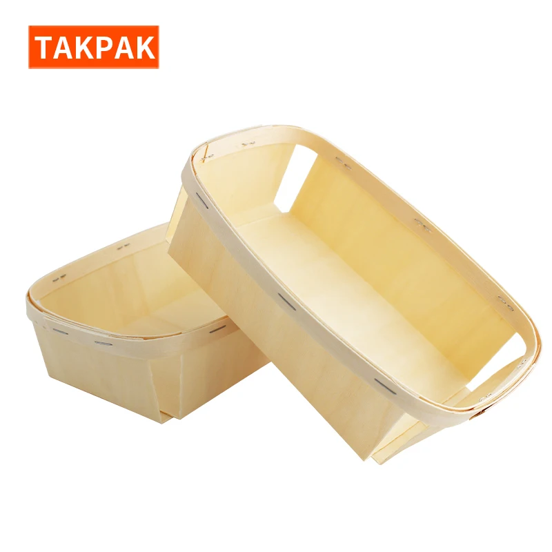 Eco-friendly Disposable Wood Woven Food Storage Basket Handcraft Cane Gift Picnic Basket