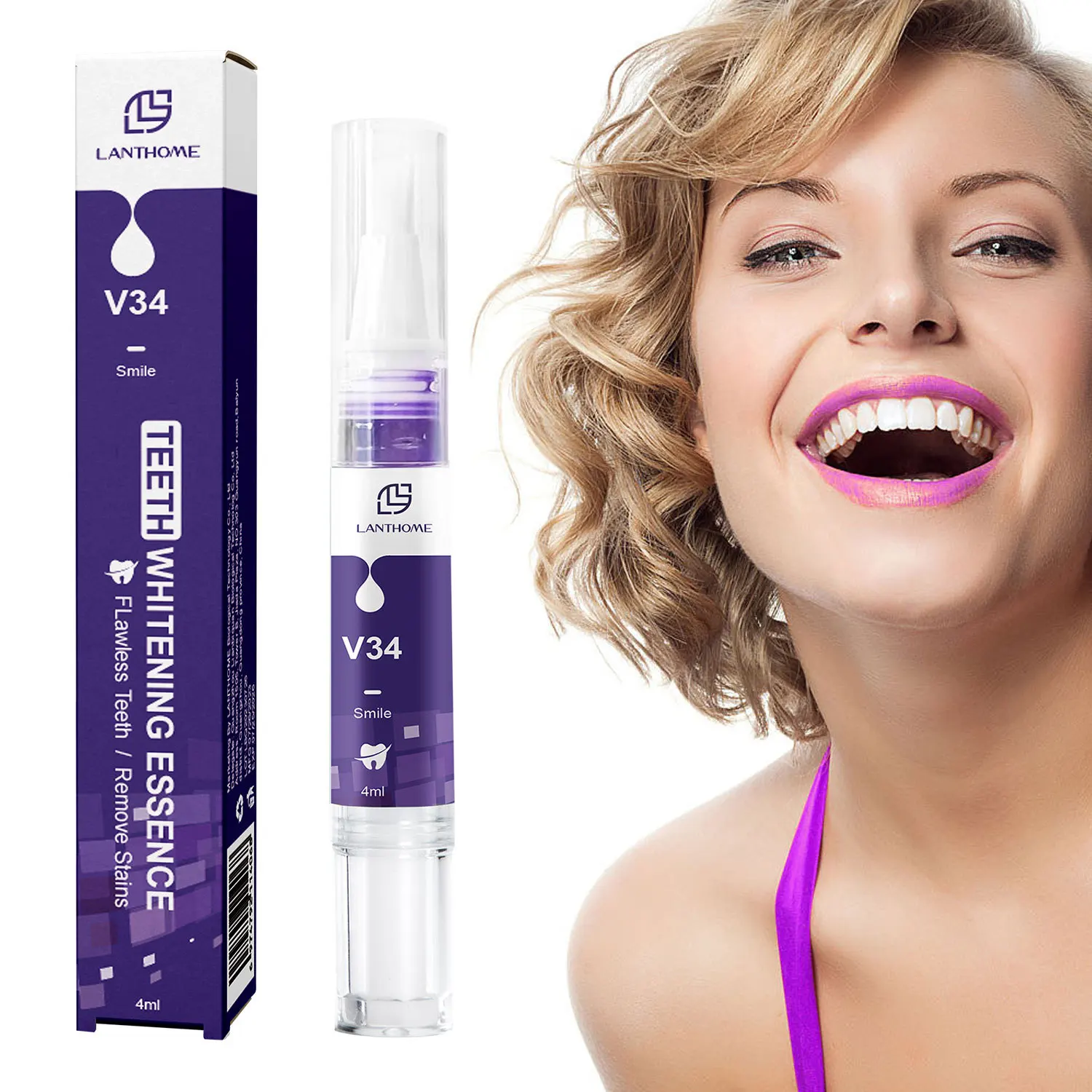 Private label Dental Bleaching Tooth Pen remove plaque instant White Teeth portable purple Teeth Whitening Gel Pencil