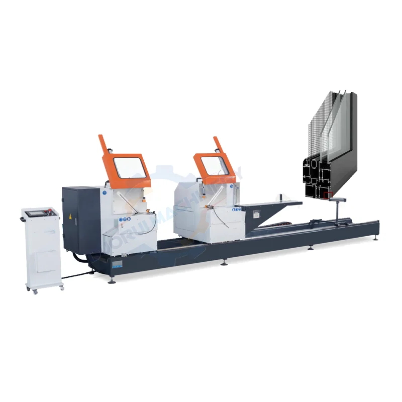 Saw Aluminum Cutter Cut Twin Mitre Simple Sliding Off Small Pusher Cnc Miter Profile Up Aluminium Two Head Cutting Machine