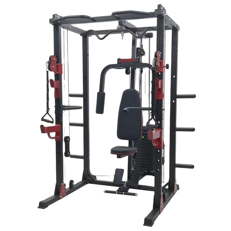 Multi Functional Home Gym Equipment Pull Up Bar Pulley Cable Smith Machine Squat Rack
