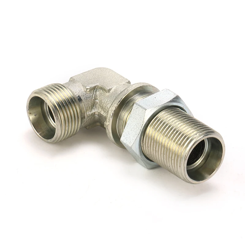 6C9-LN Male Metric Hydraulic Bulkhead light fittings with nut elbows carbon steel pipe fitting hydraulic adapter
