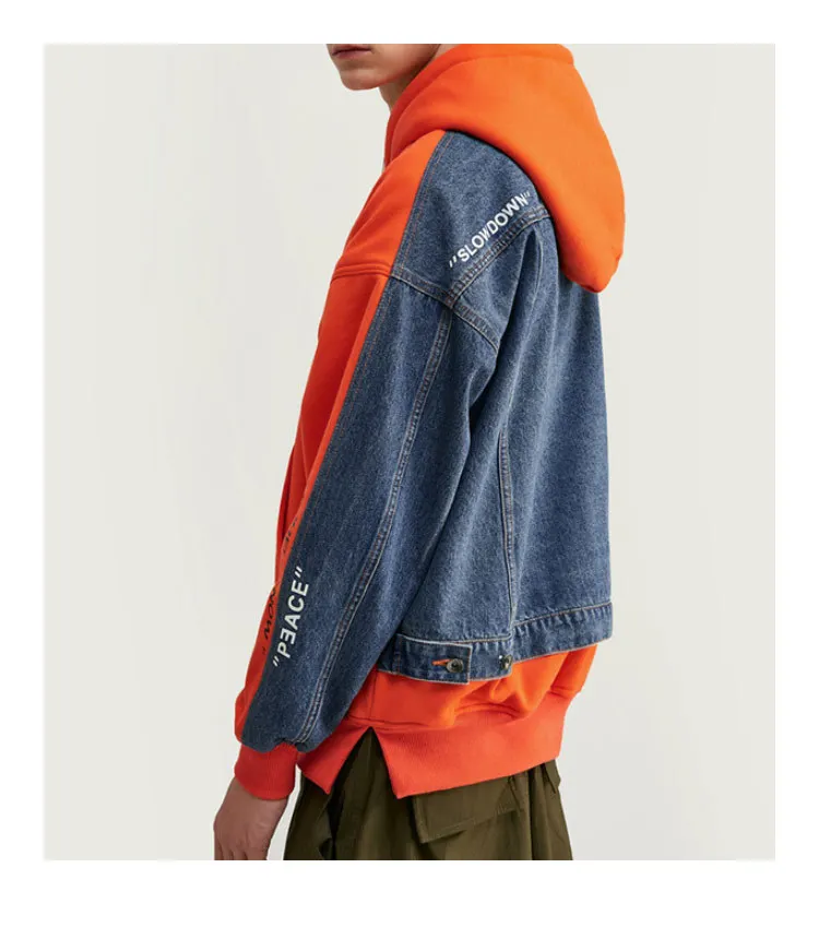 Горячая Распродажа Новый мужской свитер двойные штаны с фальш-вставкой, в стиле «хип-хоп» модная брендовая одежда в ковбойском стиле с капюшоном пуловер с капюшоном утолщенная теплая камуфляжная куртка