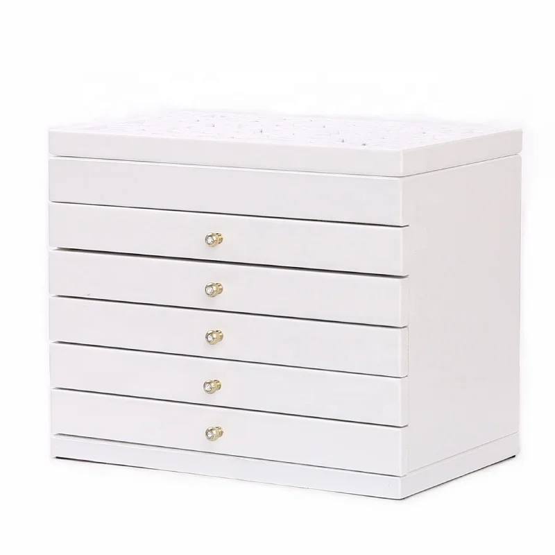 Wholesale white and red color jewelry box design wooden jewelry gift box custom available for rings necklaces earrings bracelets