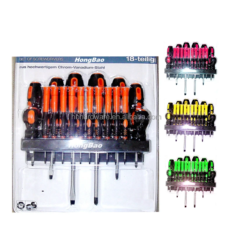 18 Piece Screwdrivers & Precision Screwdriver Set with Rack Wall Bracket Storage organizer Magnetic Tip Screwdriver Set 18PC