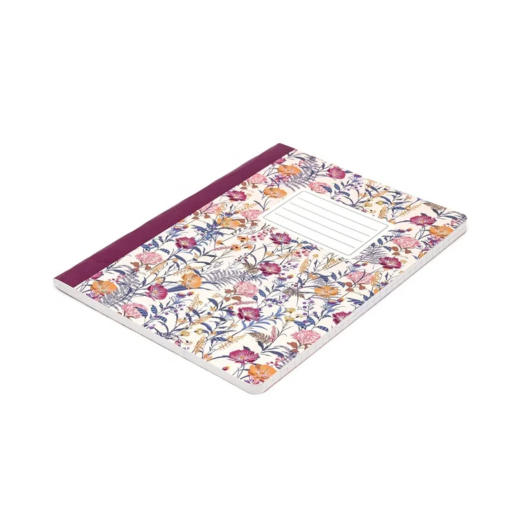Fashionable Beautiful Floral Pattern Sturdy Cover 80GSM Paper 140 Pages A4 Binder Composition Notebooks Stationary