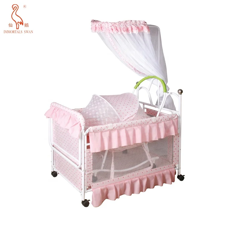 Lovely Blue Style Baby Canopy Playpen Cloth Crib Cot Bed Crib Bedding Baby Cradle Swing Cribs For Babies