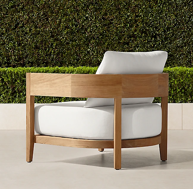 Outdoor Luxury Outside Furniture Curved Backrest Moon Design Deep Seat Solid Teak Furniture Sofa Set