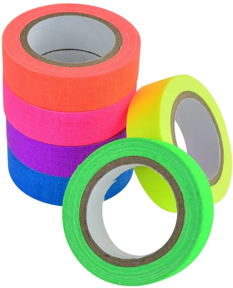 Hot sale light Neon Fluorescent Gaffer Tape Warning UV React Camera Tape for decoration