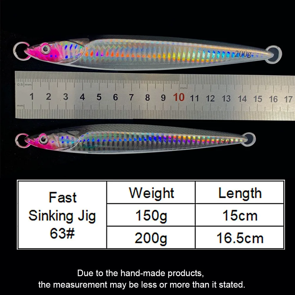 Wholesale Lead Fish Baits 150g 200g Metal Jig Luminous Fishing Hard Slow Jig Lure Saltwater Fast Jig Fish Bait