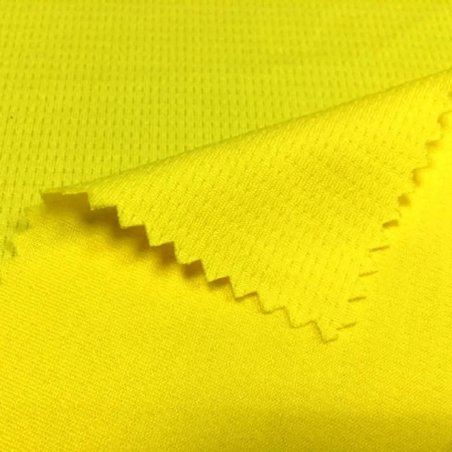 Polyester manufacturer sports t shirt knitting clothing knitted check mesh fabric anti-static and Quick dry