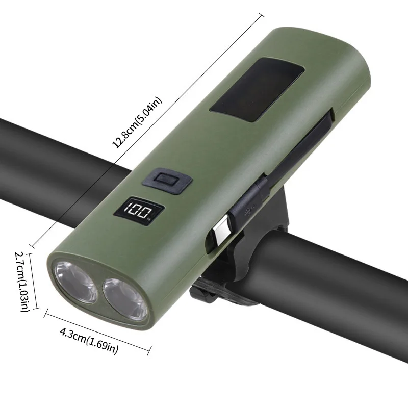 New multifunctional flashlight charging treasure with side light warning light digital power display working Bicycle head Light