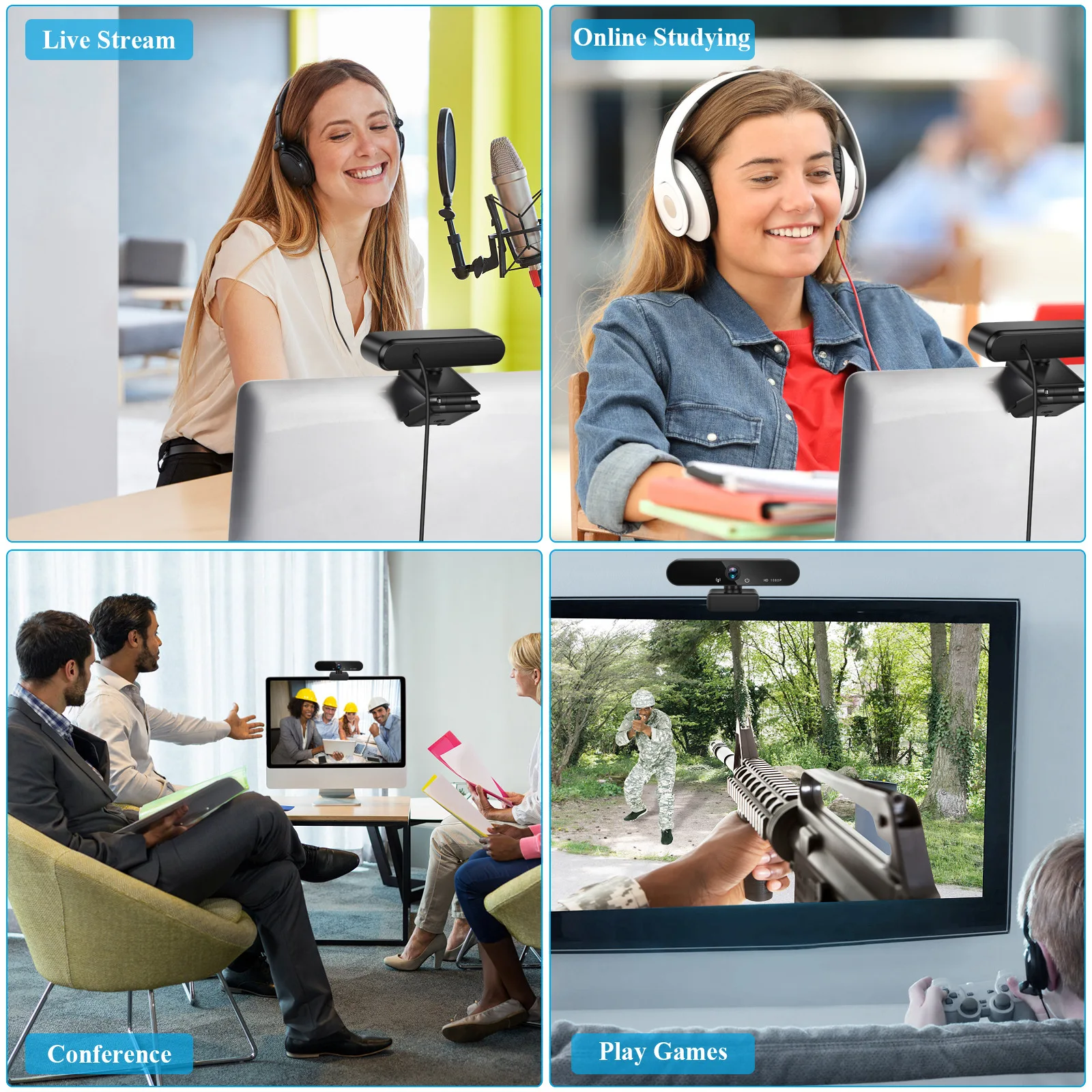 Full HD Autofocus USB Streaming Microphone PC Computer Web Camera Cover 1080P 4K