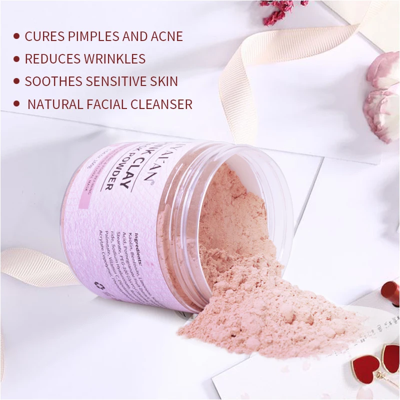 Make Your Own Brand 100% Pure Natural Rose Pink Clay Bentonite Whiten Exfoliating Soft Facial Mask Powder