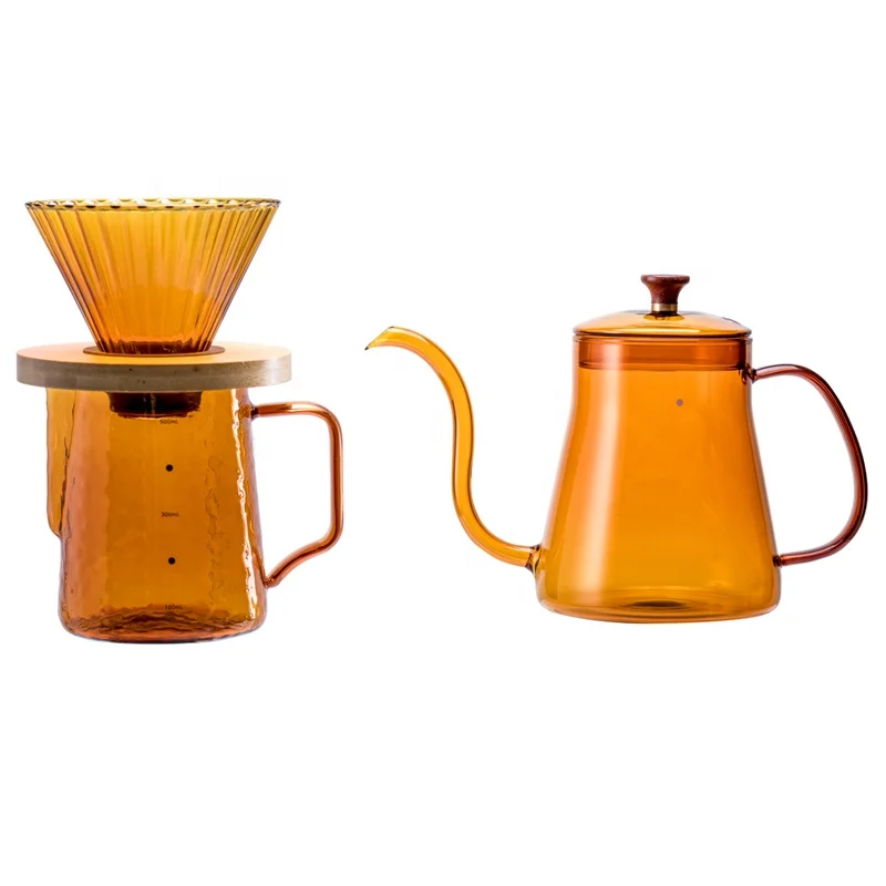 2022Sharing Coffee Pot Glass Coffee Server 600ml Heat-Resistant Glass Teapot With Handle