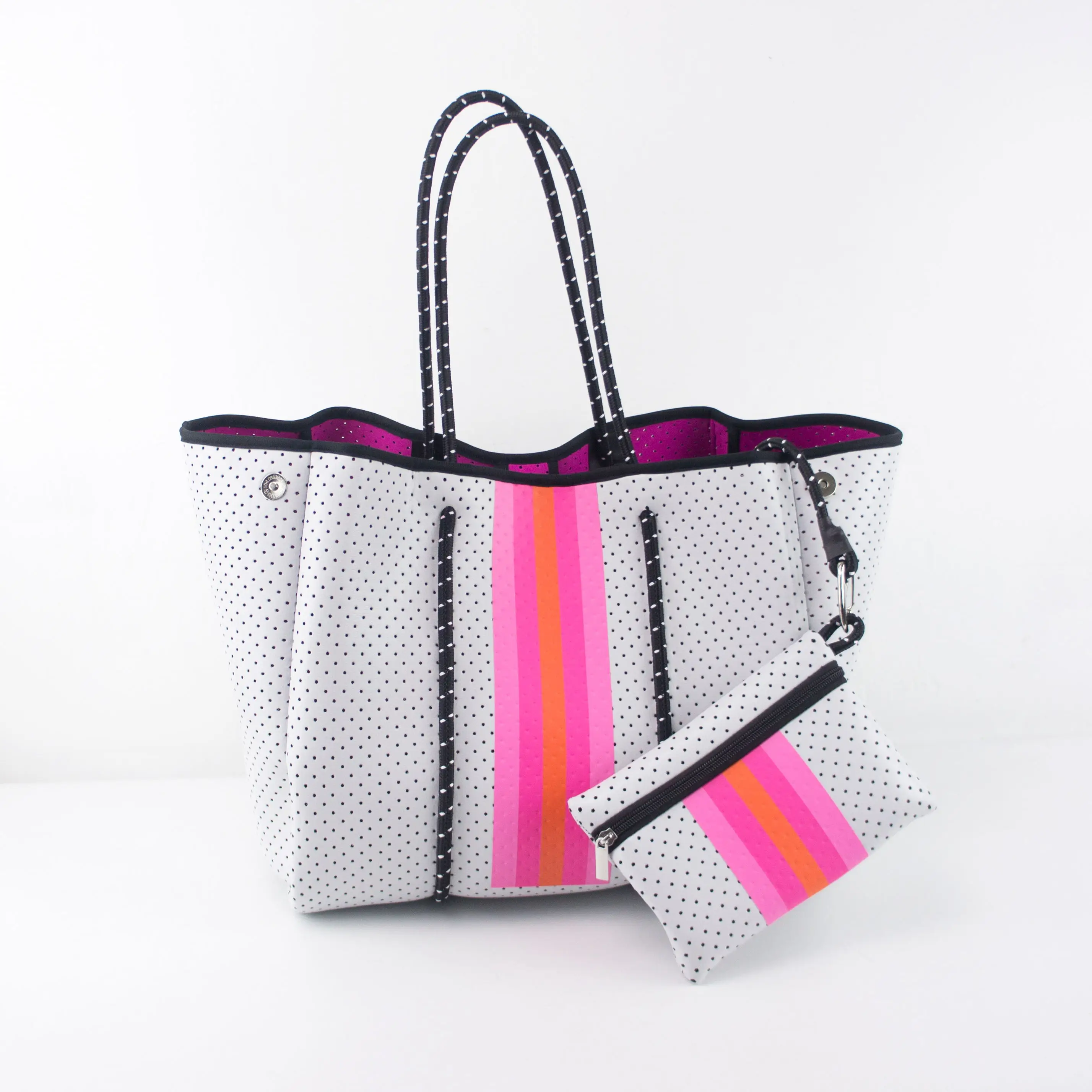 Wholesale Printed Neoprene Bag for Women Fashion Branded Beach Handbag Waterproof Neoprene Beach Tote Bag in Stock to Sell