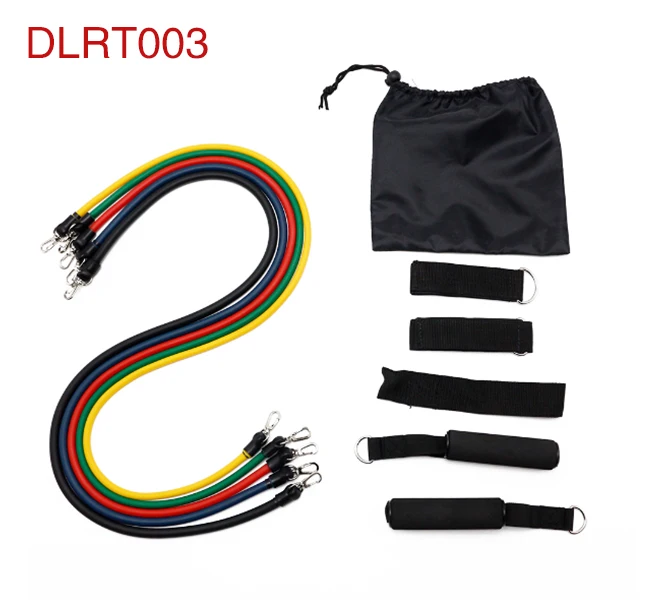 Hot Sale Dropship 11pcs Latex Resistance Band Tube Set with ankle resistance band