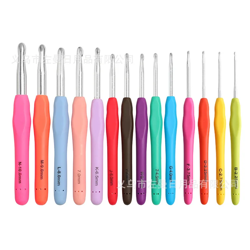 Crochet Beard Bag Crochet Set Colorful TPR Soft Handle Crochet Hook Knitting Tools Multi-model Crochet Combination