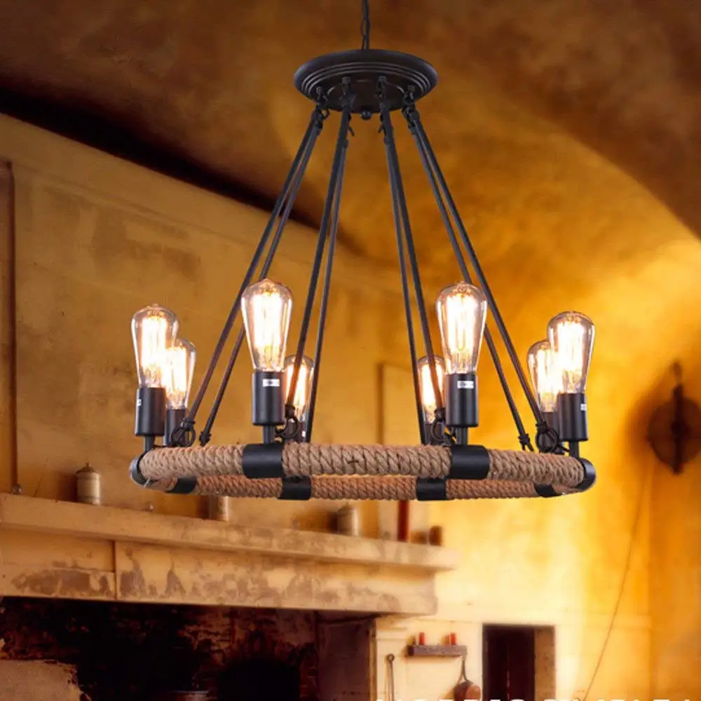 Hotel chandeliers pendant lights lighting chandelier hemp rope pendant lamps chandelier