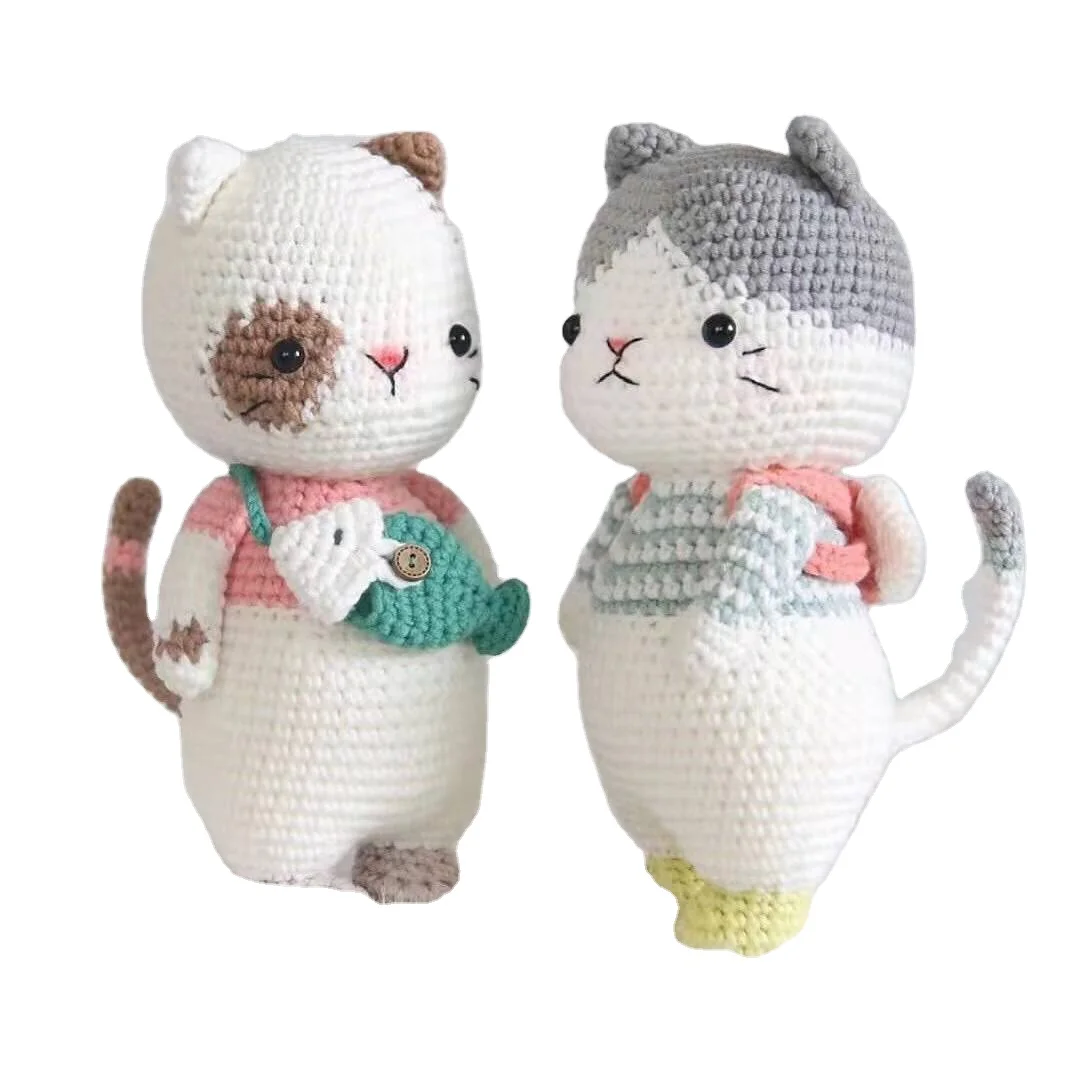 Knitted Cartoon Lovely and Cute Handmade Crochet Cats for Kids Toys