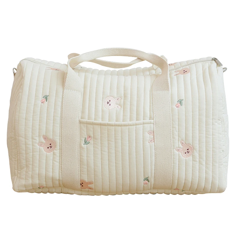 2023 New Korean Mommy Bag Embroidered Large Capacity Line Cotton Carrying Bag Shoulder Handbag For Travel Storage